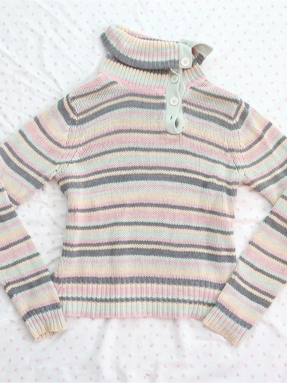 pastel striped mock neck knit sweater y2k